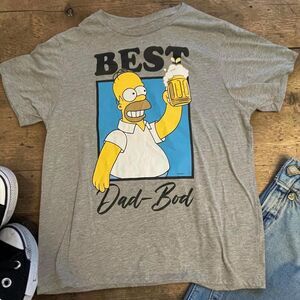 The Simpsons Homer Simpson Best Dad Bod Graphic T-Shirt Size XL Gray Men’s